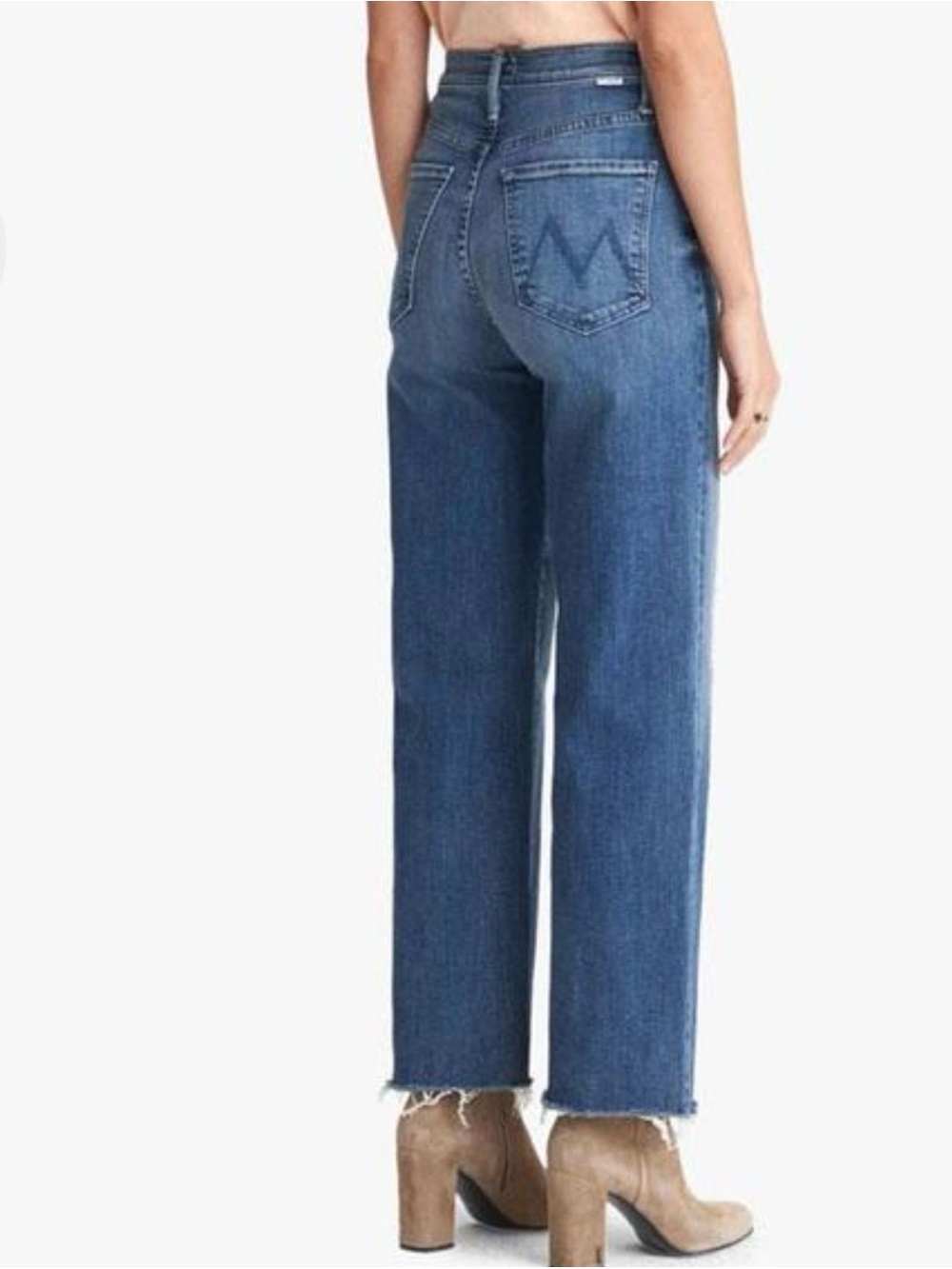 MOTHER The Rambler Ankle Fray in Groovin Medium Blue High-Rise Jeans - Picture 2 of 12